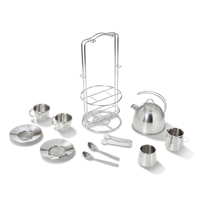 Stainless Steel Tea Set with Storage Stand