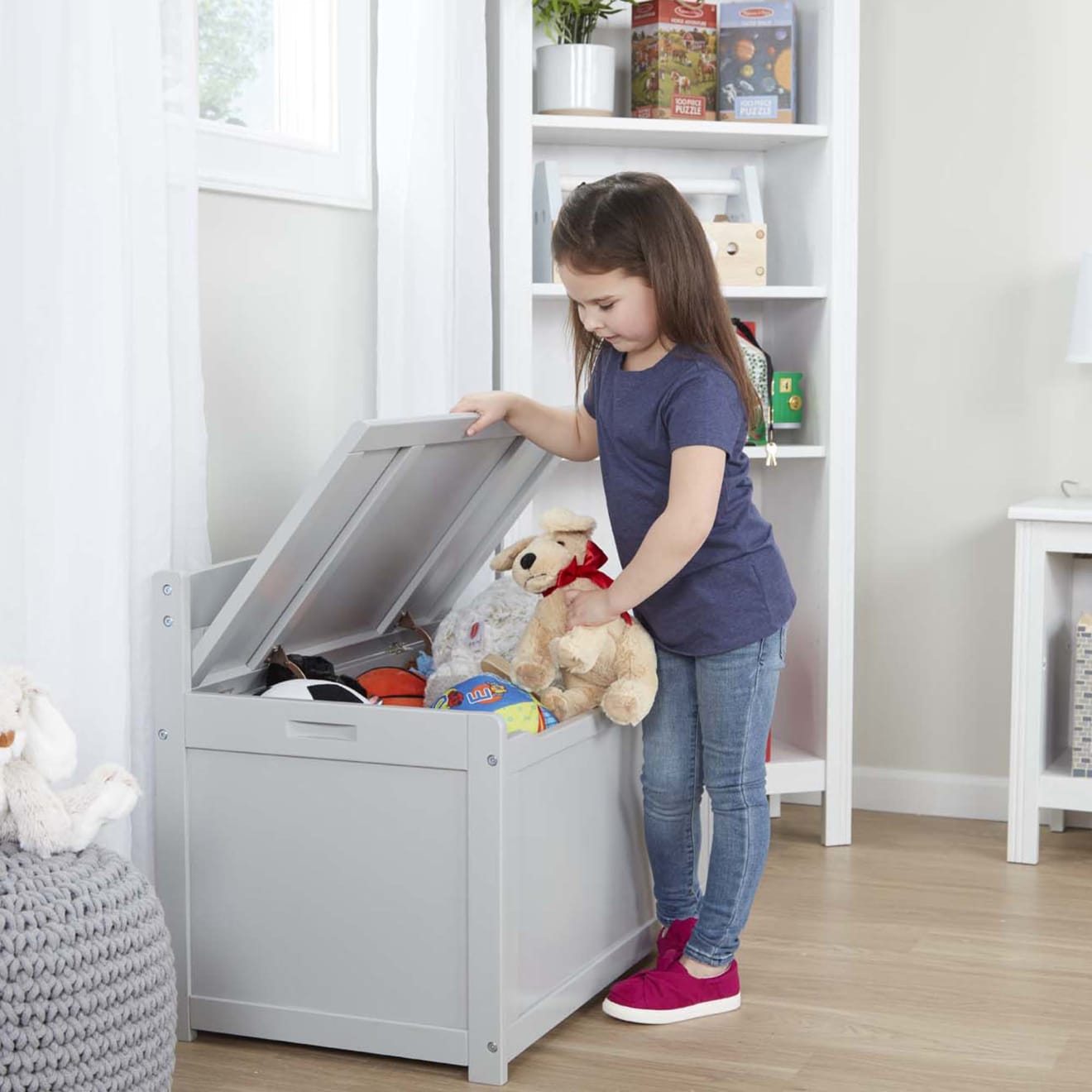Wooden Toy Chest (Gray)
