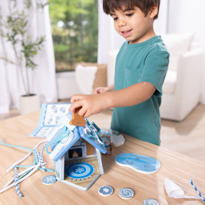 Wooden Gingerbread House Play Set – Winter Frost